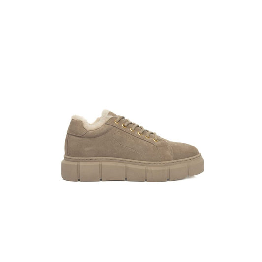 Cerruti 1881 Beige Kalbsleder Damen Plateau Sneaker