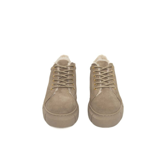 Cerruti 1881 Beige Kalbsleder Damen Plateau Sneaker