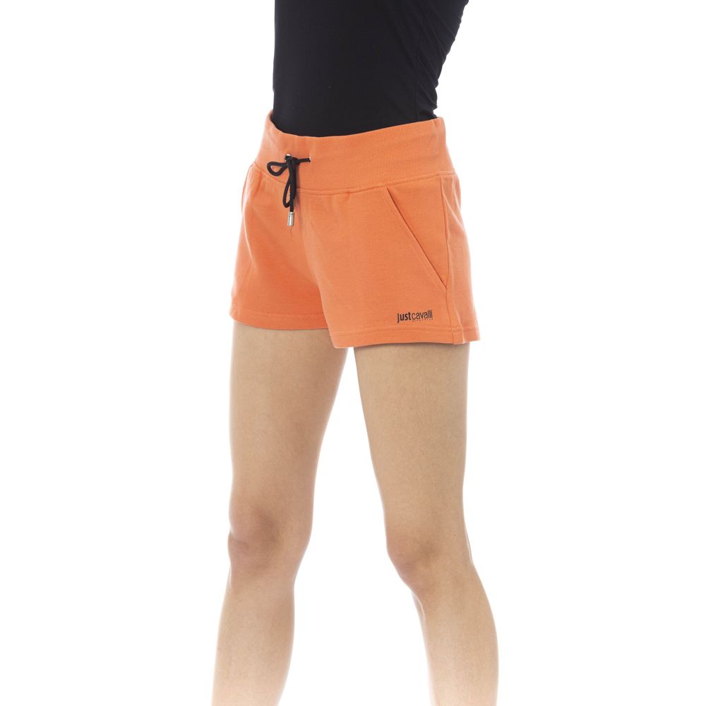 Just Cavalli Orangefarbene Damenshorts aus Baumwolle