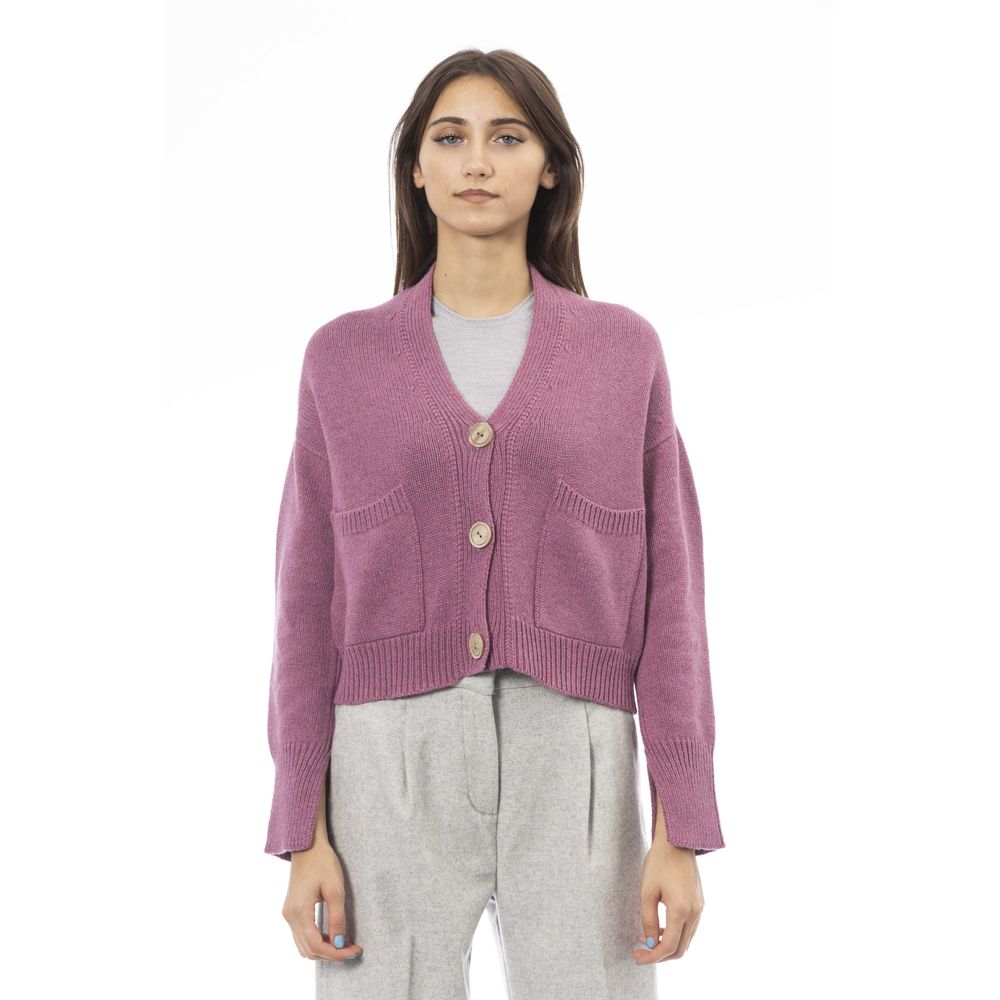 Alpha Studio Mehrfarbige Strickjacke aus Merinowolle für Damen