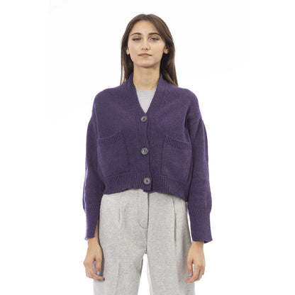 Alpha Studio Lila Merinowolle Damen Strickjacke