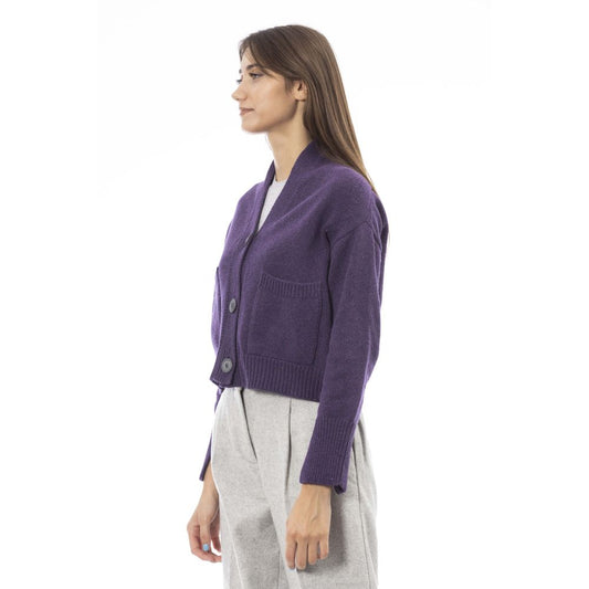Alpha Studio Lila Merinowolle Damen Strickjacke