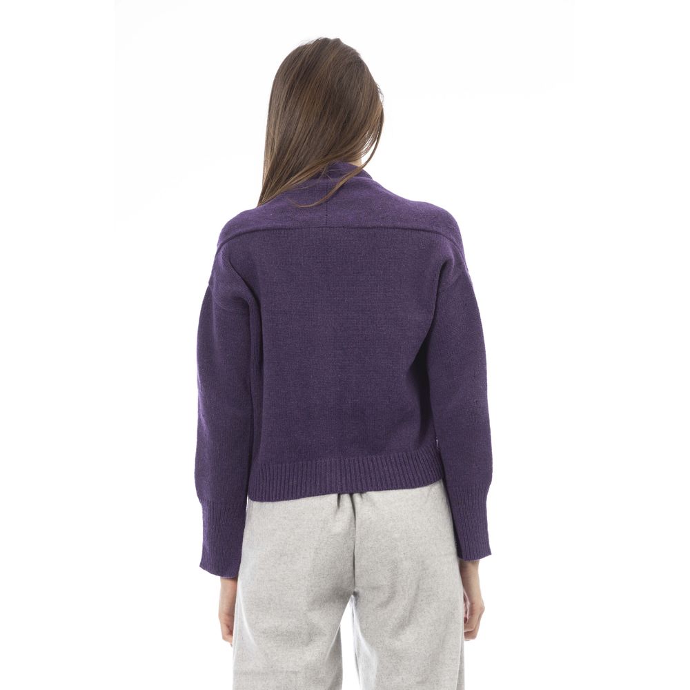 Alpha Studio Lila Merinowolle Damen Strickjacke