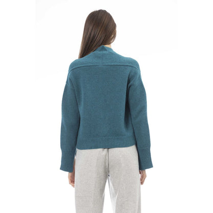 Alpha Studio – Blaugrüne Strickjacke aus Merinowolle für Damen