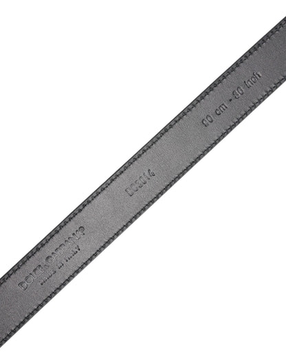 Dolce & Gabbana Black Textured Leather Silver Metal Buckle Men Belt