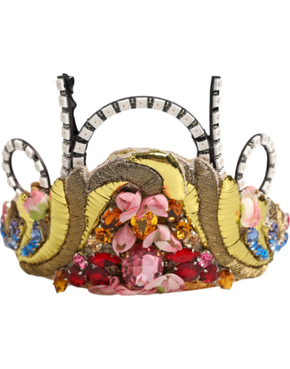 Dolce &amp; Gabbana Gold Messing Kristall verziert Kopfstück Krone Diadem Tiara