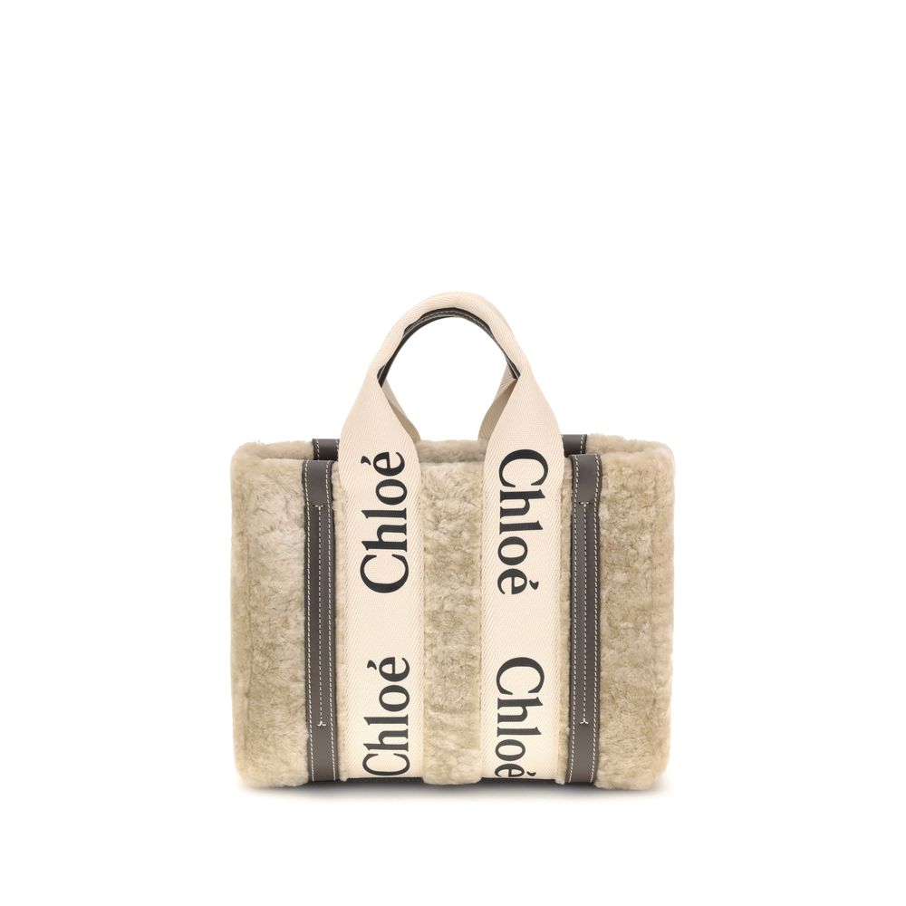 Chloé Kleine Woody Shearling-Tragetasche