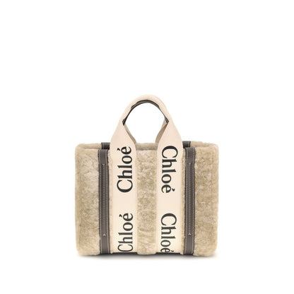 Chloé Kleine Woody Shearling-Tragetasche
