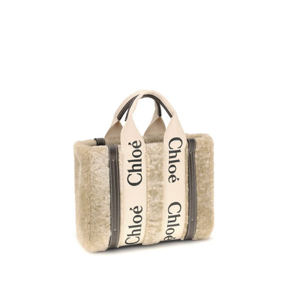 Chloé Kleine Woody Shearling-Tragetasche