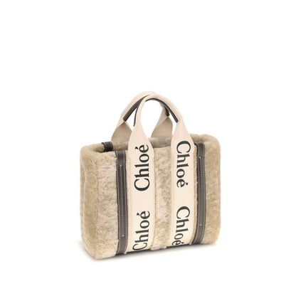 Chloé Kleine Woody Shearling-Tragetasche