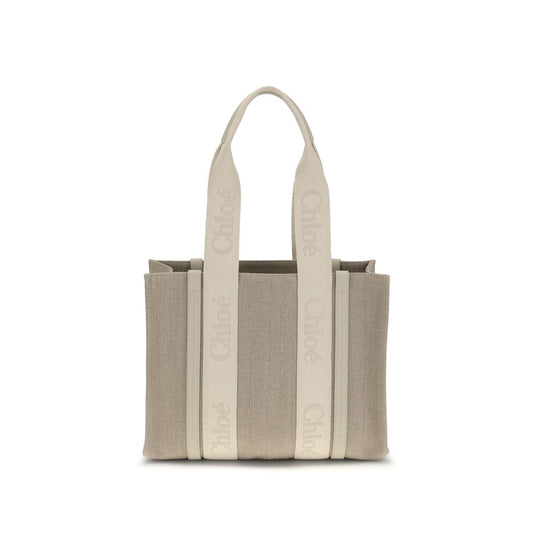 Chloé Schultertasche aus beigefarbenem Leinen