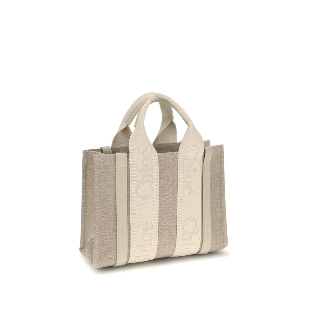 Chloé Handtasche aus beigefarbenem Leinen