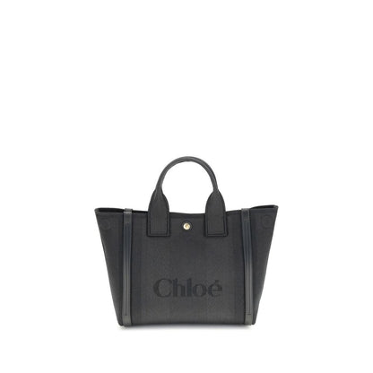 Chloé Schultertasche aus schwarzer Baumwolle