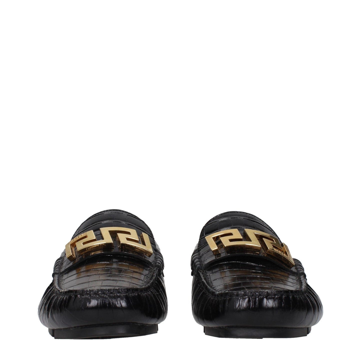 Versace – Slipper aus schwarzem Leder