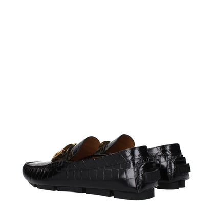 Versace – Slipper aus schwarzem Leder