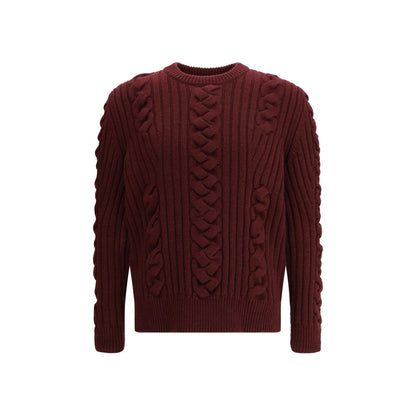 Alexander McQueen Bordeaux-Kaschmirpullover mit Pelzbesatz