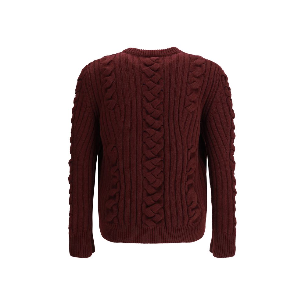 Alexander McQueen Bordeaux-Kaschmirpullover mit Pelzbesatz