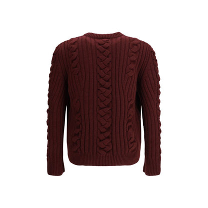 Alexander McQueen Bordeaux-Kaschmirpullover mit Pelzbesatz