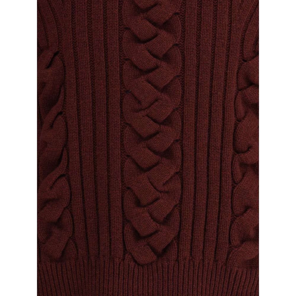 Alexander McQueen Bordeaux-Kaschmirpullover mit Pelzbesatz