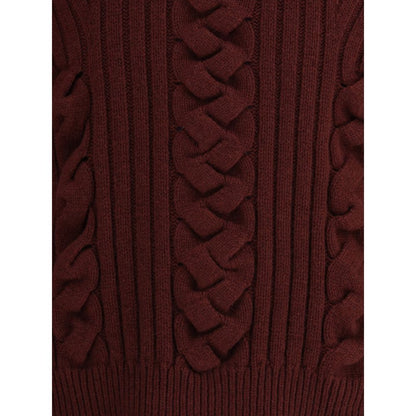 Alexander McQueen Bordeaux-Kaschmirpullover mit Pelzbesatz