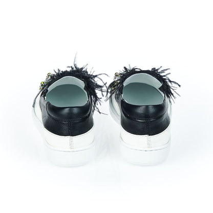 Mr&amp;Mrs Italy Damen Slipper aus schwarzem Rindsleder