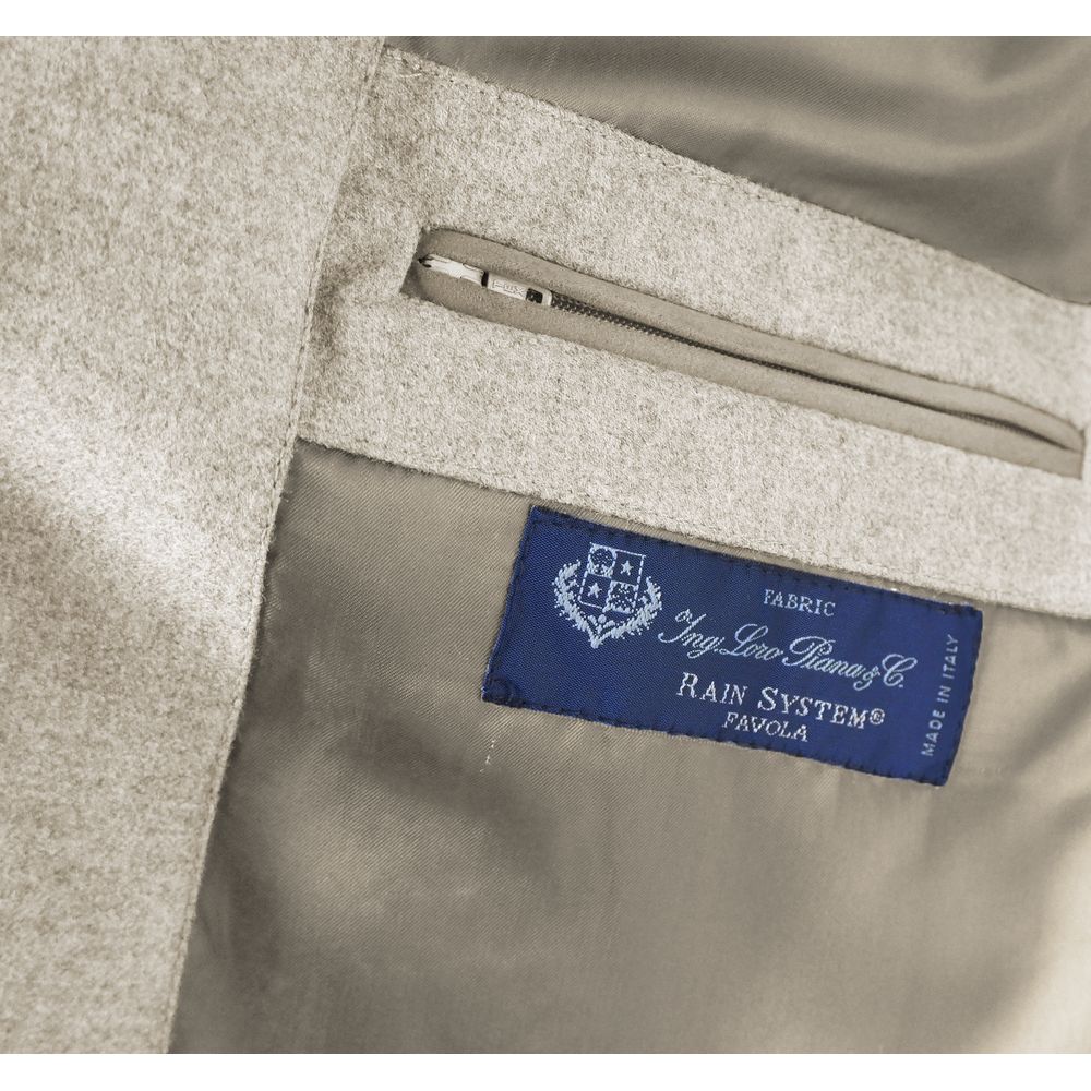 Beigefarbene, ärmellose Wolljacke, Made in Italy