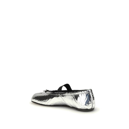 Margiela Silver Calf Leather Bos Taurus Ballet Flats