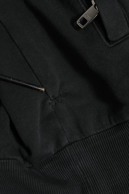 Dolce &amp; Gabbana – Schwarzes Sweatshirt mit durchgehendem Reißverschluss und Logo