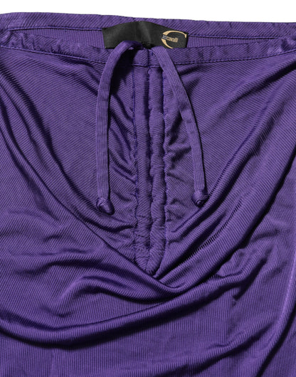 Cavalli Class – Trägerloses, figurbetontes Kleid aus Viskose-Elastan in Lila