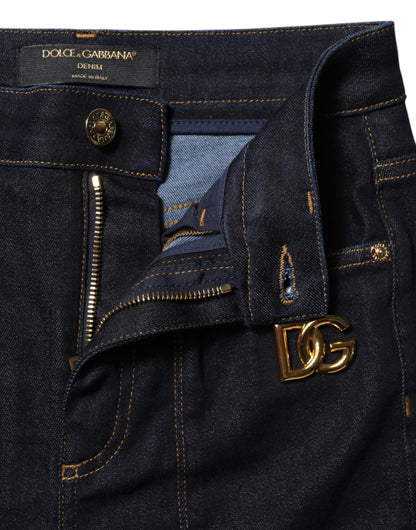 Dolce &amp; Gabbana – Blaue Skinny-Jeans aus Baumwolle mit hoher Taille
