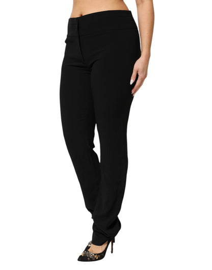 Exte – Schwarze Hose aus Viskose-Acetat-Mischgewebe mit geradem Bein und hoher Taille