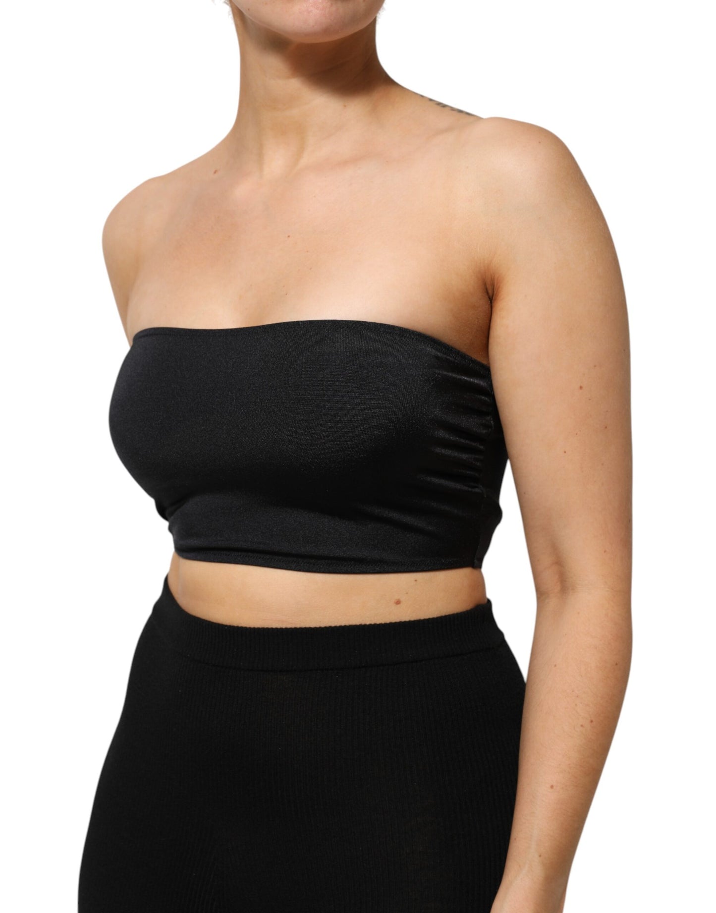 Dolce &amp; Gabbana – Trägerloses Bandeau-Tube-Top aus Nylonmischung in Schwarz