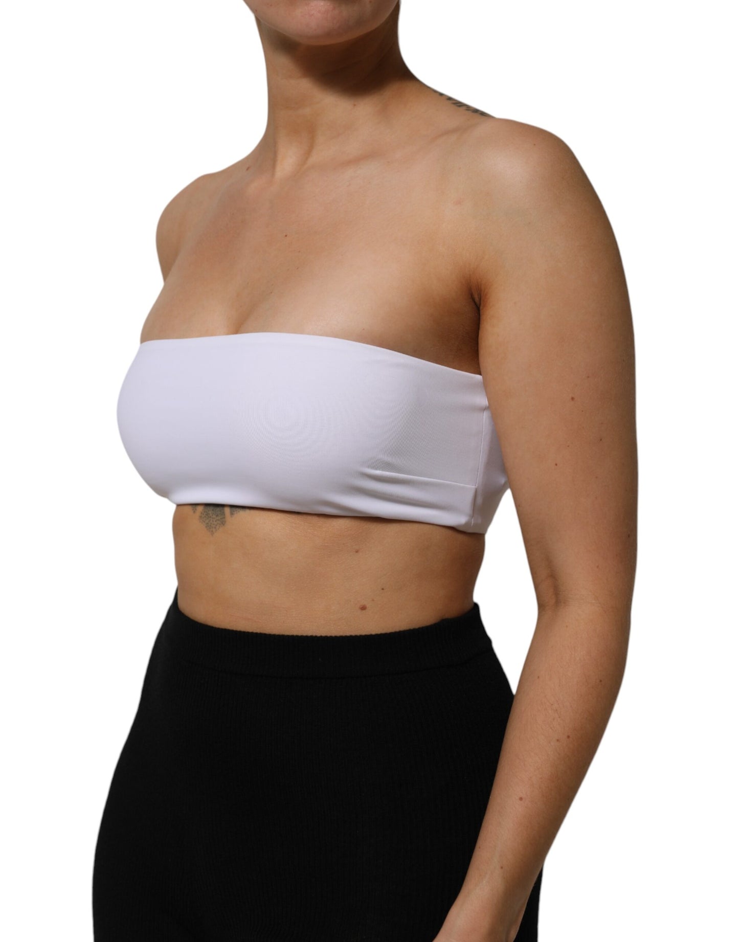 Dolce &amp; Gabbana – Trägerloses Bandeau-Tube-Top aus Nylonmischung in Weiß
