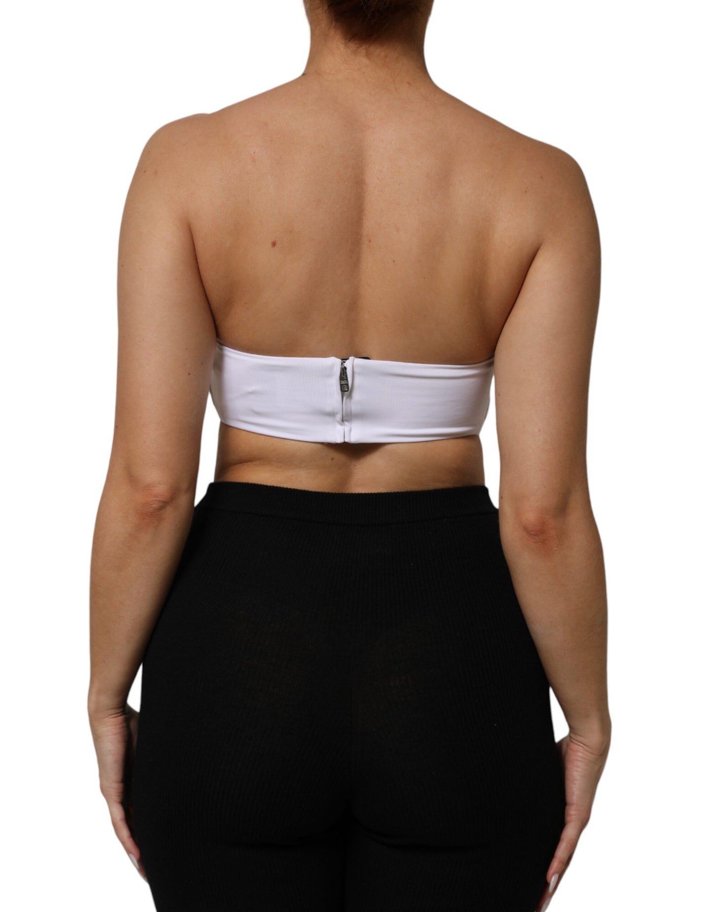Dolce &amp; Gabbana – Trägerloses Bandeau-Tube-Top aus Nylonmischung in Weiß