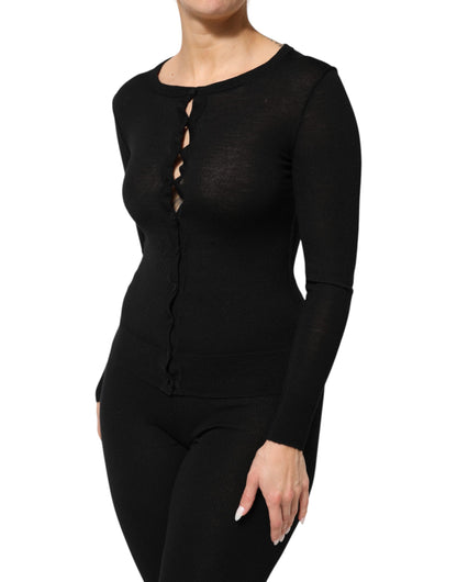 Dolce &amp; Gabbana – Schwarzer Cardigan aus Schurwolle mit Knöpfen