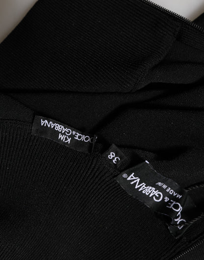 Dolce &amp; Gabbana – Kurzes Rollkragen-Pullover-Oberteil aus schwarzer Viskose