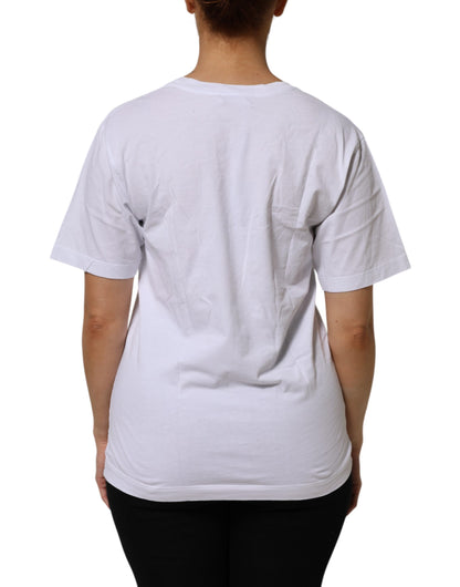 Dolce & Gabbana White Cotton V-Neck Short Sleeves T-Shirt