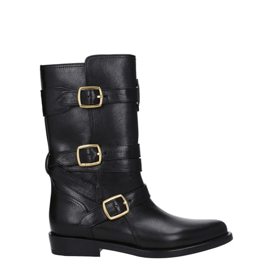 Schwarze Lederstiefel von Celine
