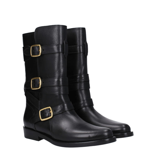 Schwarze Lederstiefel von Celine