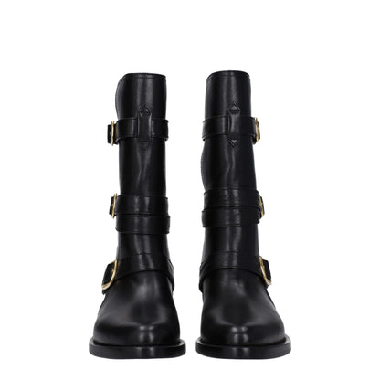 Schwarze Lederstiefel von Celine