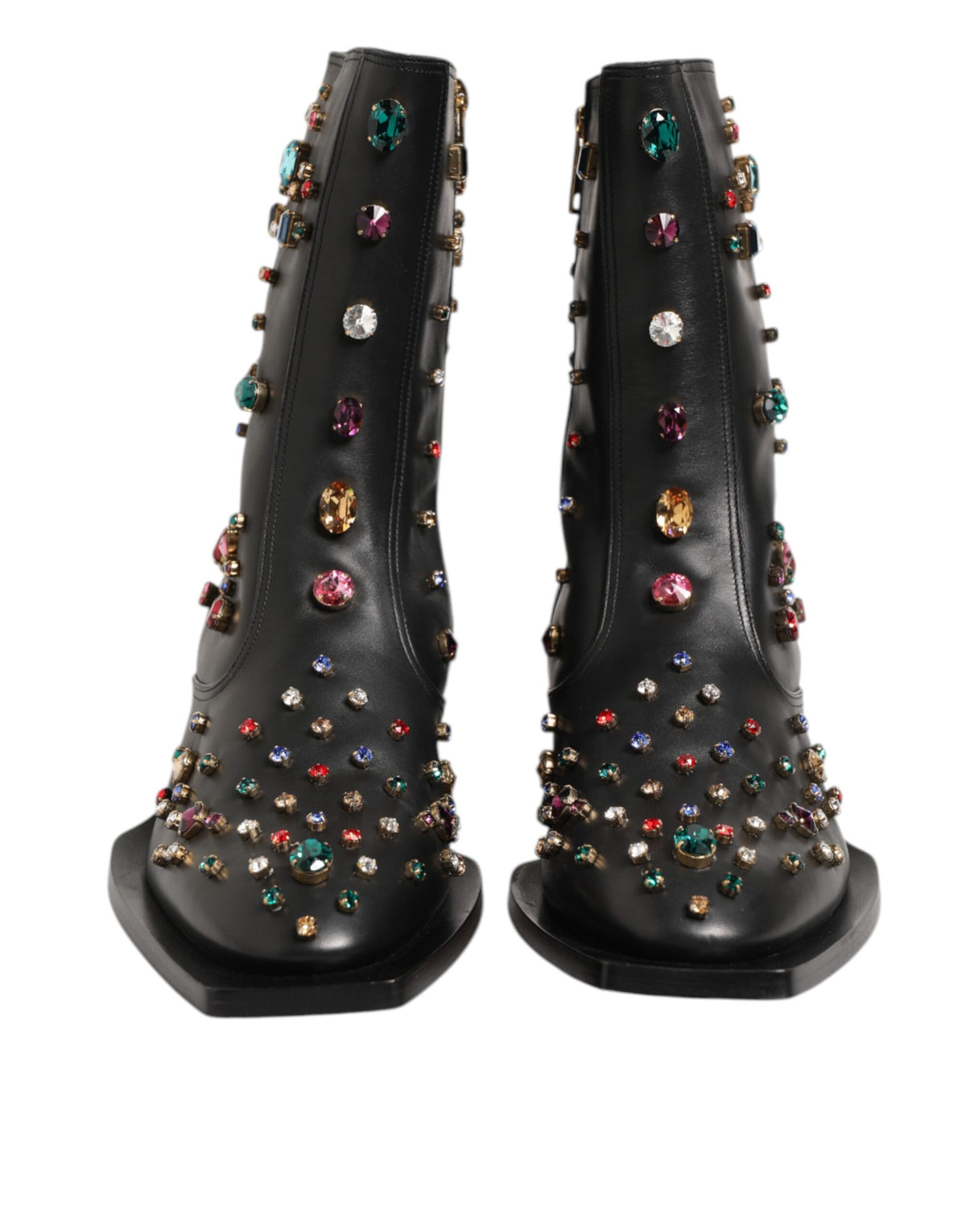 Dolce &amp; Gabbana Schwarze, mit Kristallen verzierte Herren-Kurzstiefel
