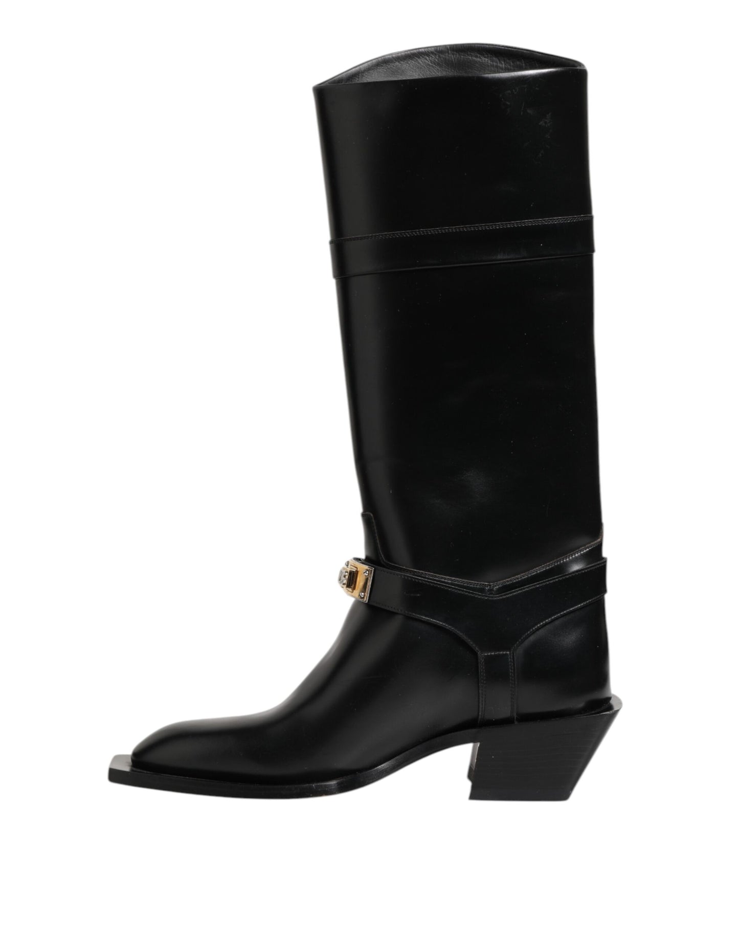 Dolce &amp; Gabbana – Overknee-Stiefel mit Logo-Plakette in Schwarz
