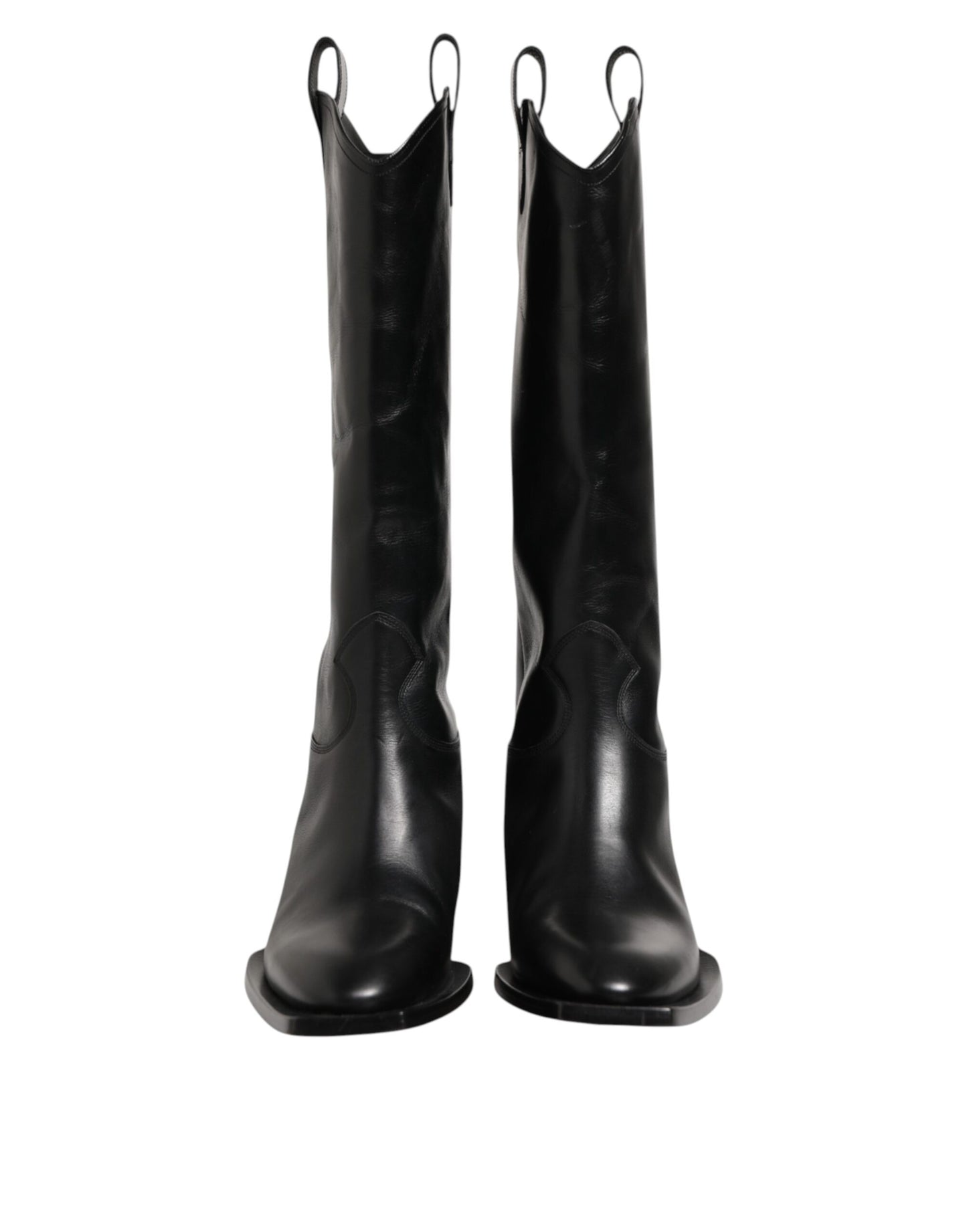 Dolce &amp; Gabbana – Schwarze Overknee-Bikerstiefel aus Leder