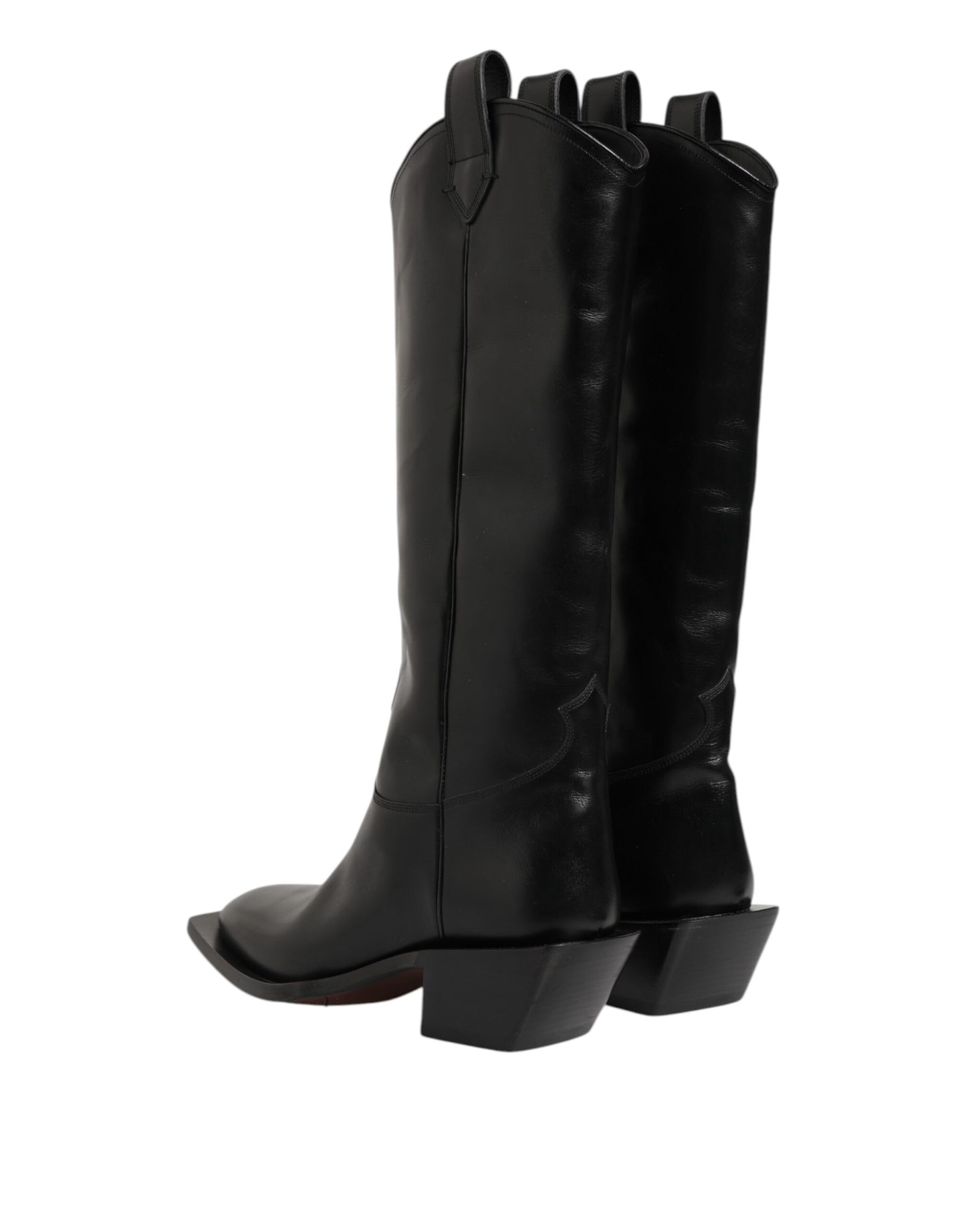 Dolce &amp; Gabbana – Schwarze Overknee-Bikerstiefel aus Leder