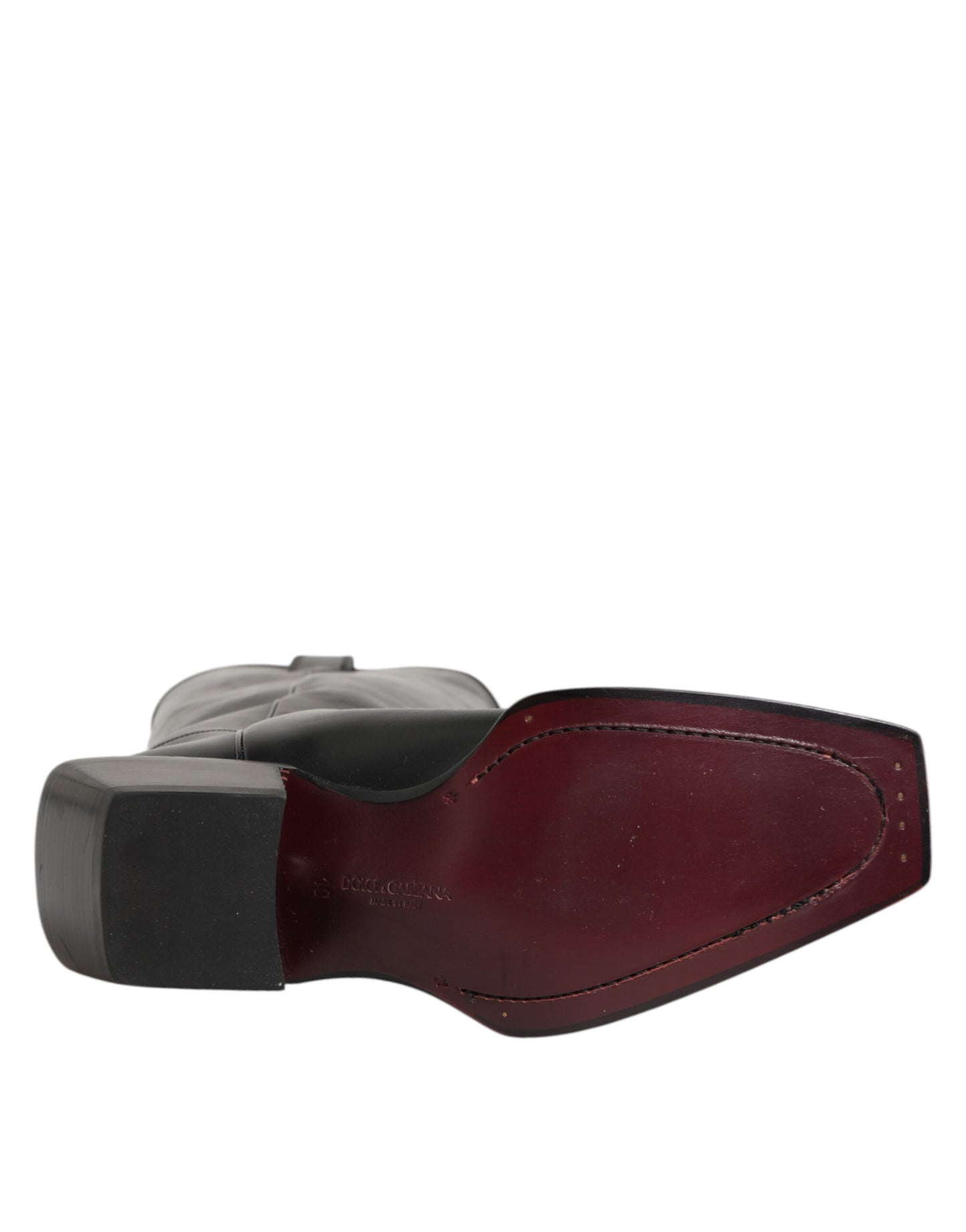 Dolce &amp; Gabbana – Schwarze Overknee-Bikerstiefel aus Leder