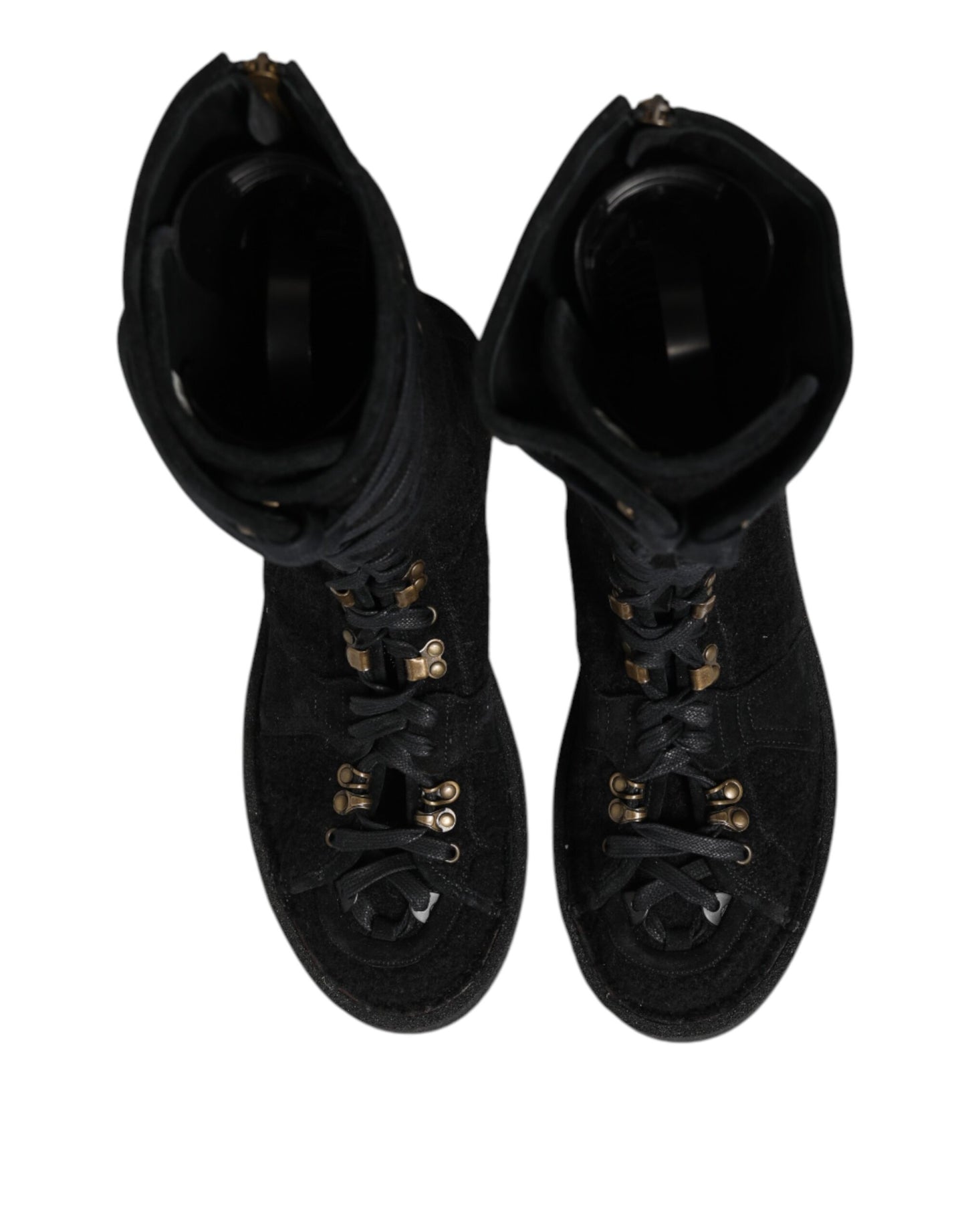 Dolce &amp; Gabbana – Wadenhohe Stiefel aus Wildleder in Schwarz aus Alpakawolle