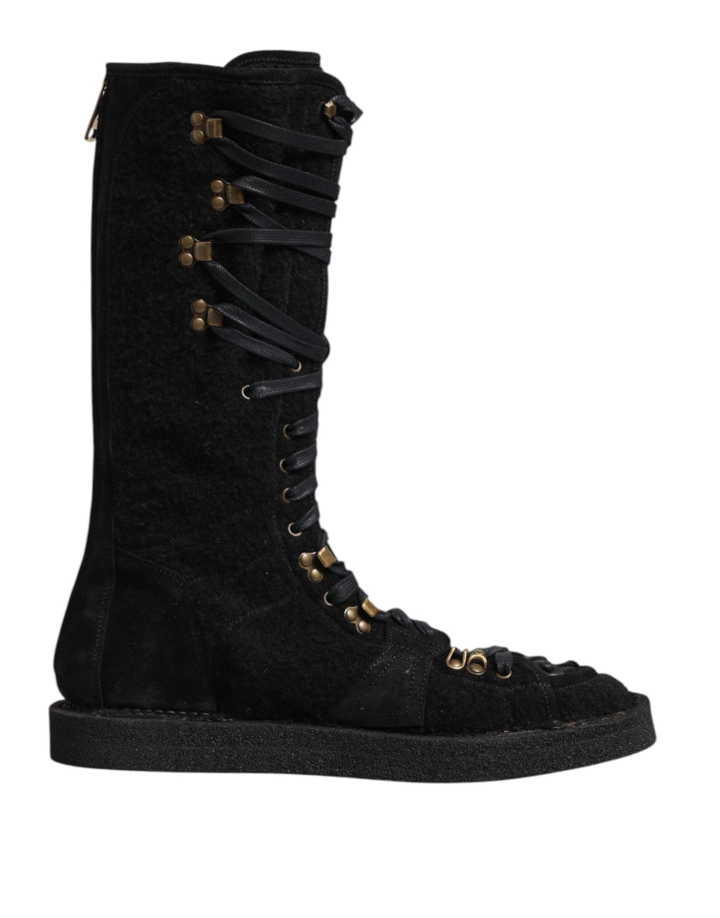 Dolce &amp; Gabbana – Wadenhohe Stiefel aus Wildleder in Schwarz aus Alpakawolle