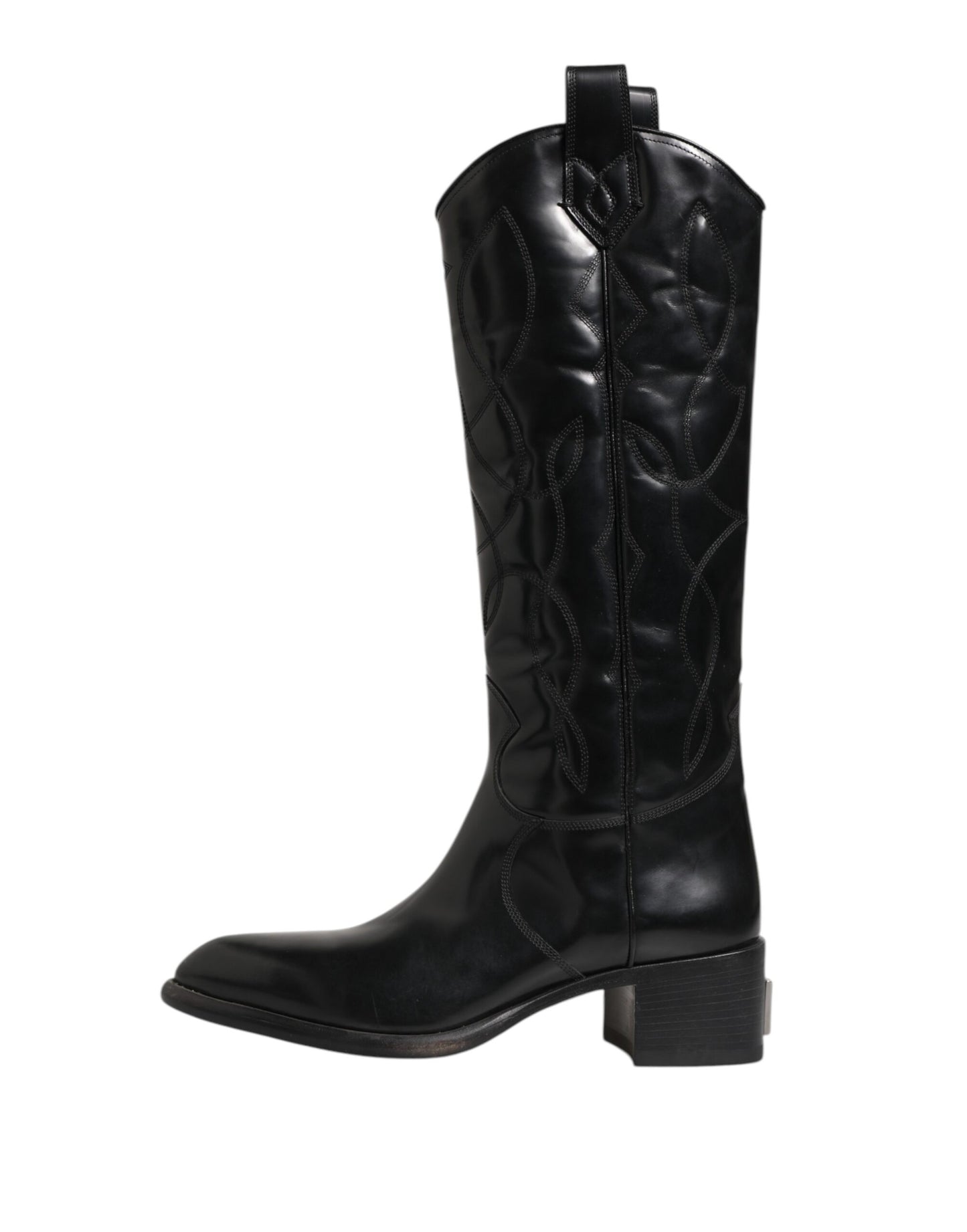 Dolce &amp; Gabbana – Schwarze Overknee-Bikerstiefel aus Leder