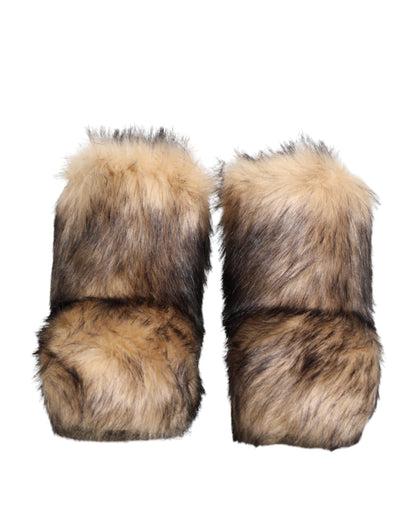 Dolce &amp; Gabbana Braun Faux Skim Ski Fur Männer Kurze Stiefel Schuhe