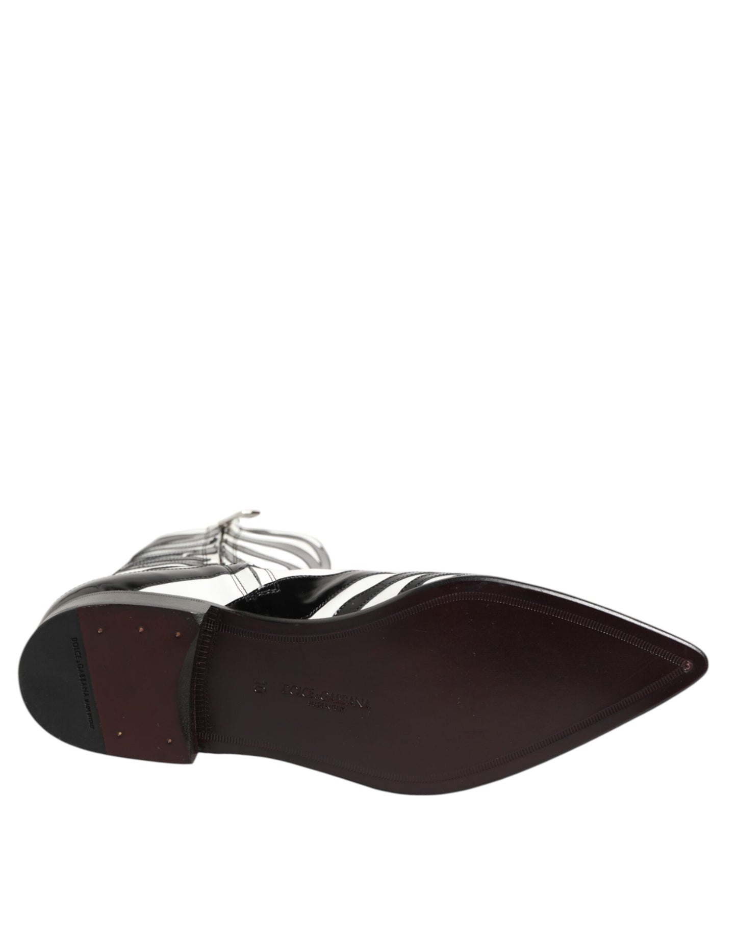 Dolce &amp; Gabbana – Stiefeletten aus Leder mit Zebramuster in Schwarz und Weiß